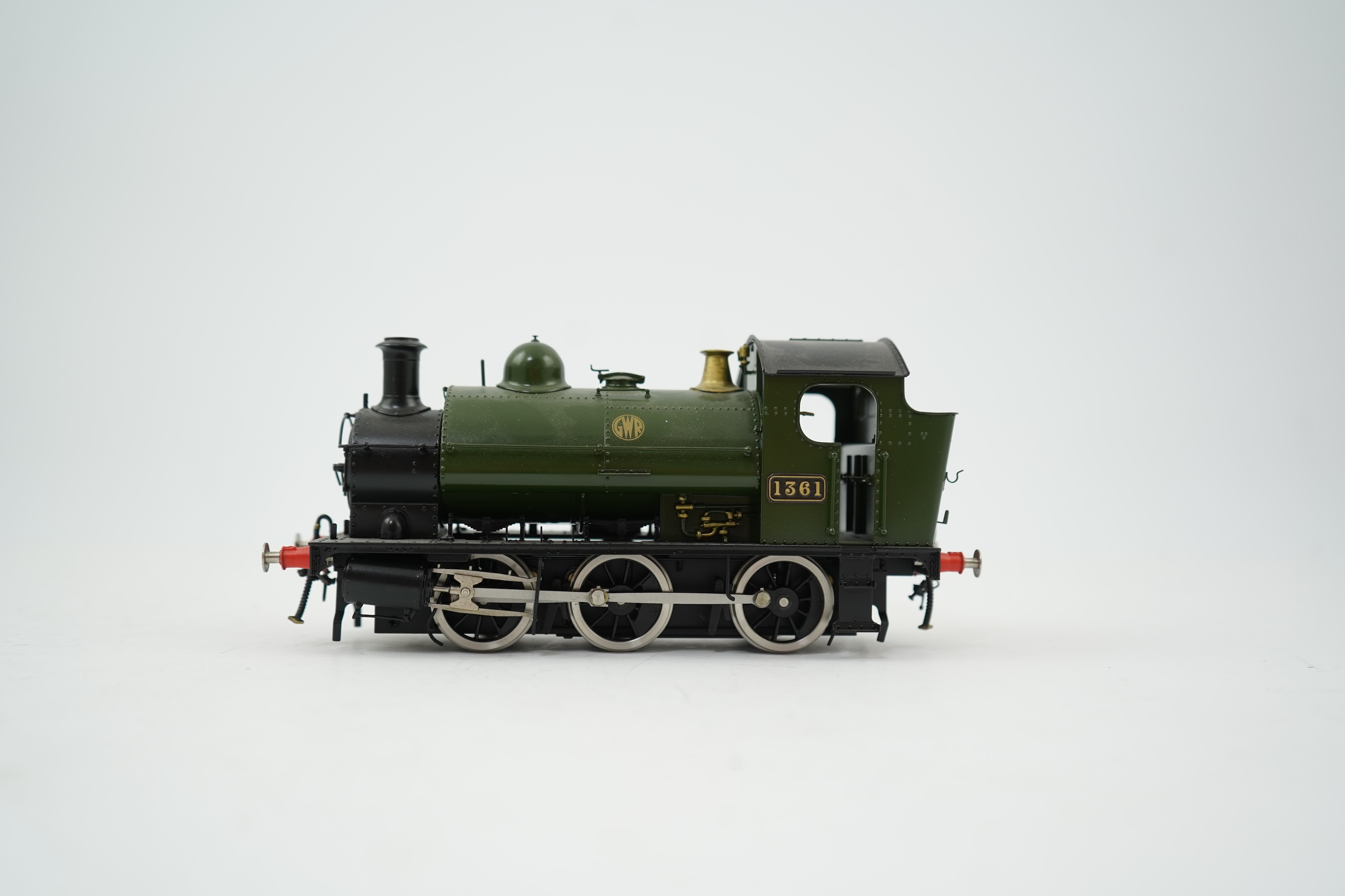 An 0 Gauge Tower Models, Blackpool, made in Sancheng China, model of GWR 1361 Class, 1361, 0-6-0ST locomotive, powered for two rail operation.